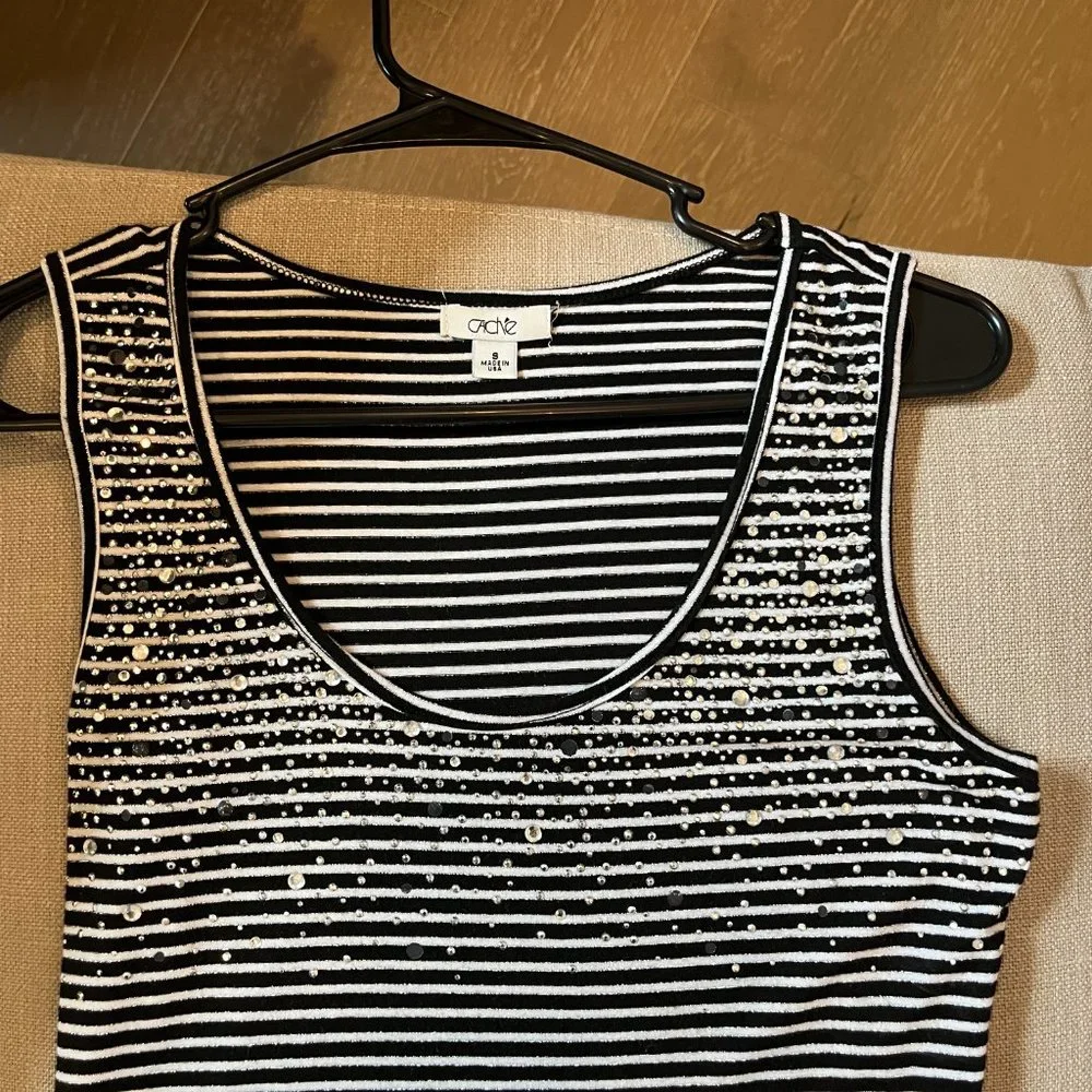 Cache Striped Tank Top with Rhinestones Size S - Picture 5 of 5